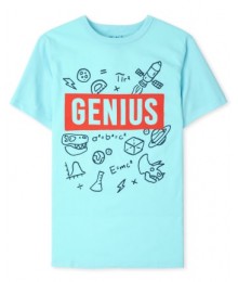 Childrens Place Aqua Blue Genius Graphic Tee